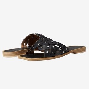 Dolce Vita Women’s Black Square Toe Flat Studded Sandals, Size 7.5 *NEW IN BOX*